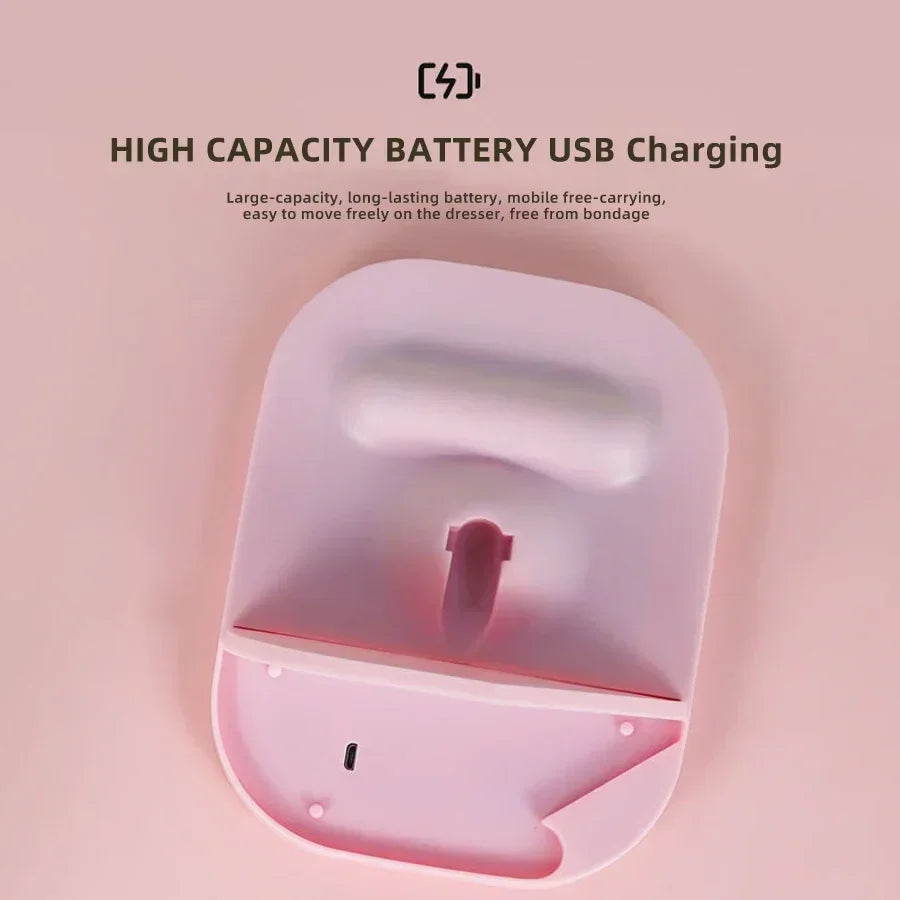 Miroir De Maquillage LED Rose – Tactile & Rechargeable