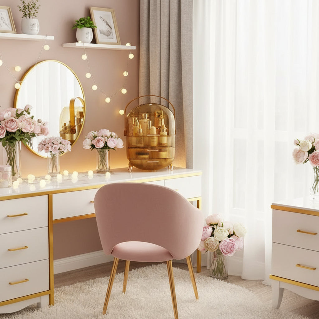 Boîte de Rangement à 2 Niveaux pour Cosmétiques & Soins