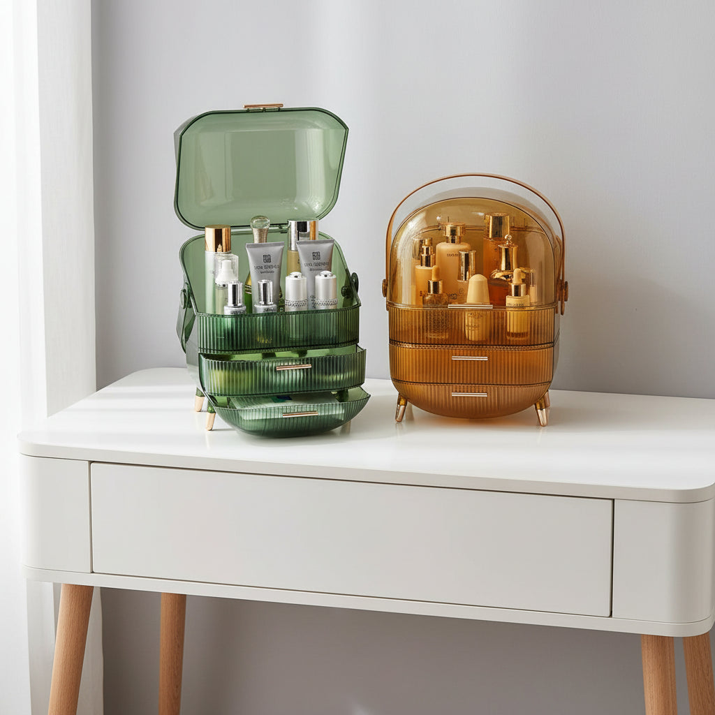 Boîte de Rangement à 2 Niveaux pour Cosmétiques & Soins