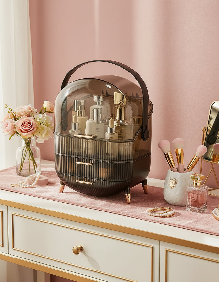 Boîte de Rangement à 2 Niveaux pour Cosmétiques & Soins