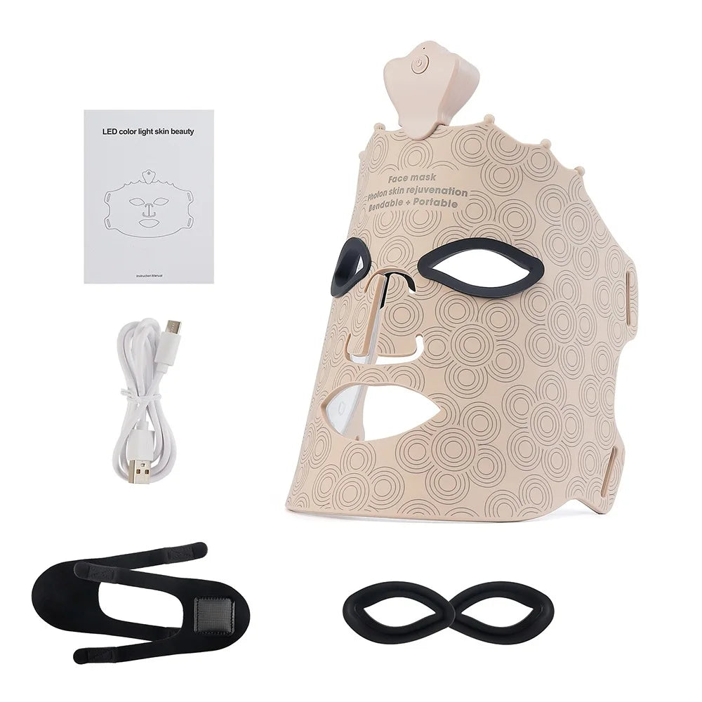 Masque LED Visage Beige – Soin Lumière Sans Fil