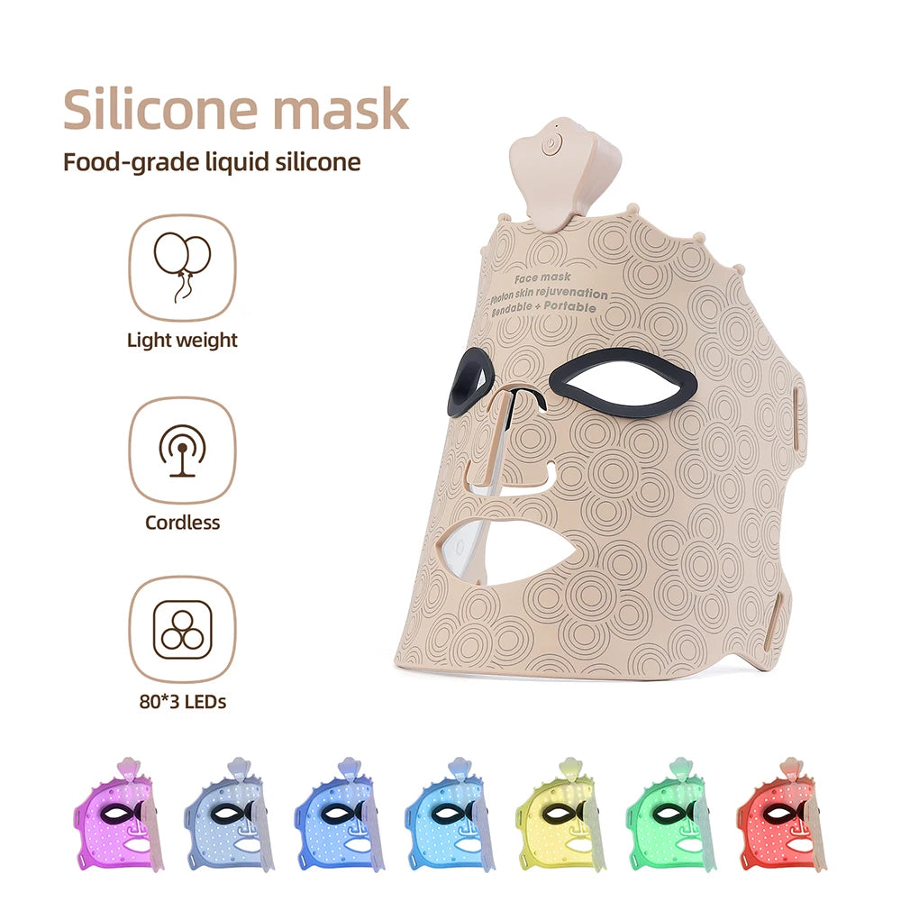 Masque LED Visage Beige – Soin Lumière Sans Fil