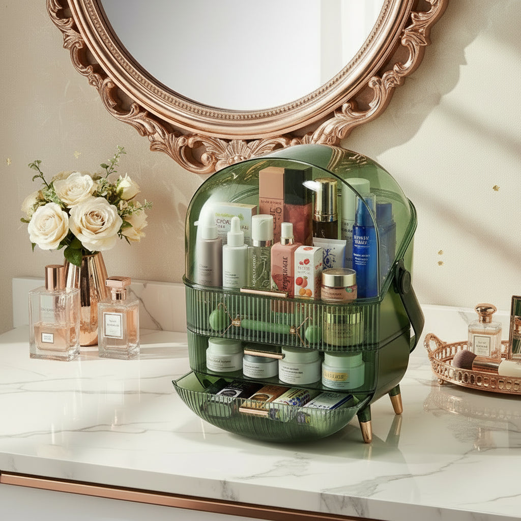 Boîte de Rangement à 2 Niveaux pour Cosmétiques & Soins