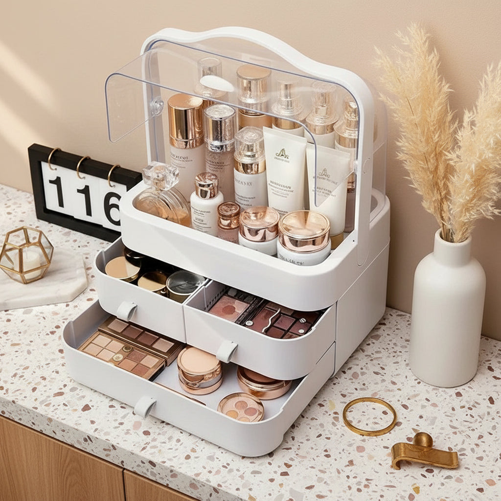 Organisateur de Maquillage à Double Ouverture – Grande Capacité 12L