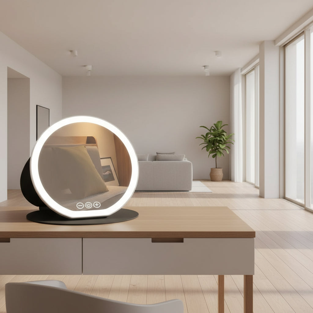 Miroir de maquillage LED pliable – 3 couleurs, intensité réglable