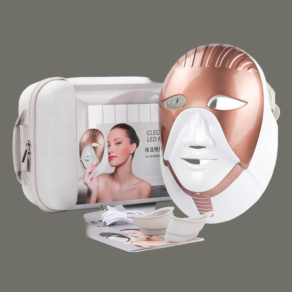 Masque LED 7 Couleurs – Photothérapie Visage & Cou Anti-Âge