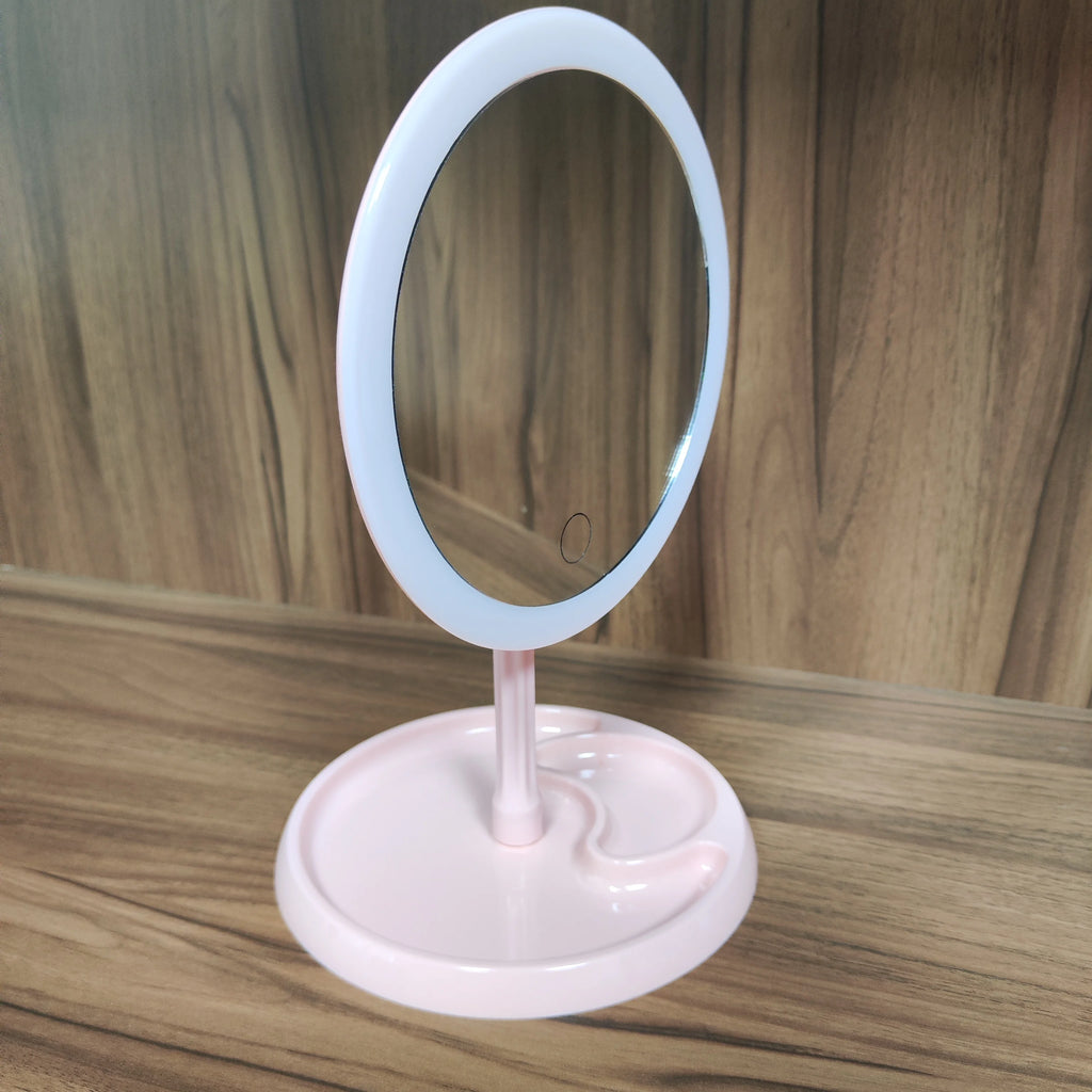 Miroir De Maquillage LED Rose – Tactile & Rechargeable