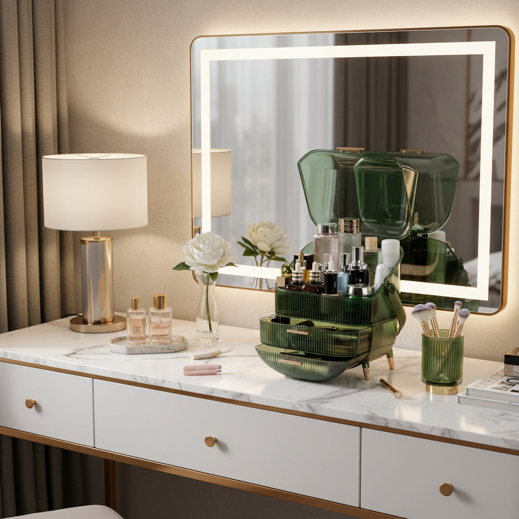 Boîte de Rangement à 2 Niveaux pour Cosmétiques & Soins