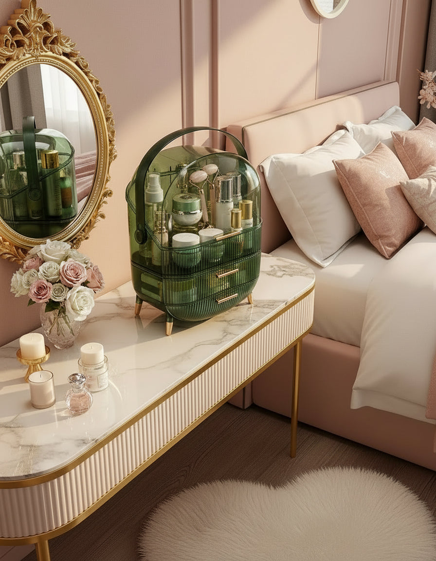 Boîte de Rangement à 2 Niveaux pour Cosmétiques & Soins