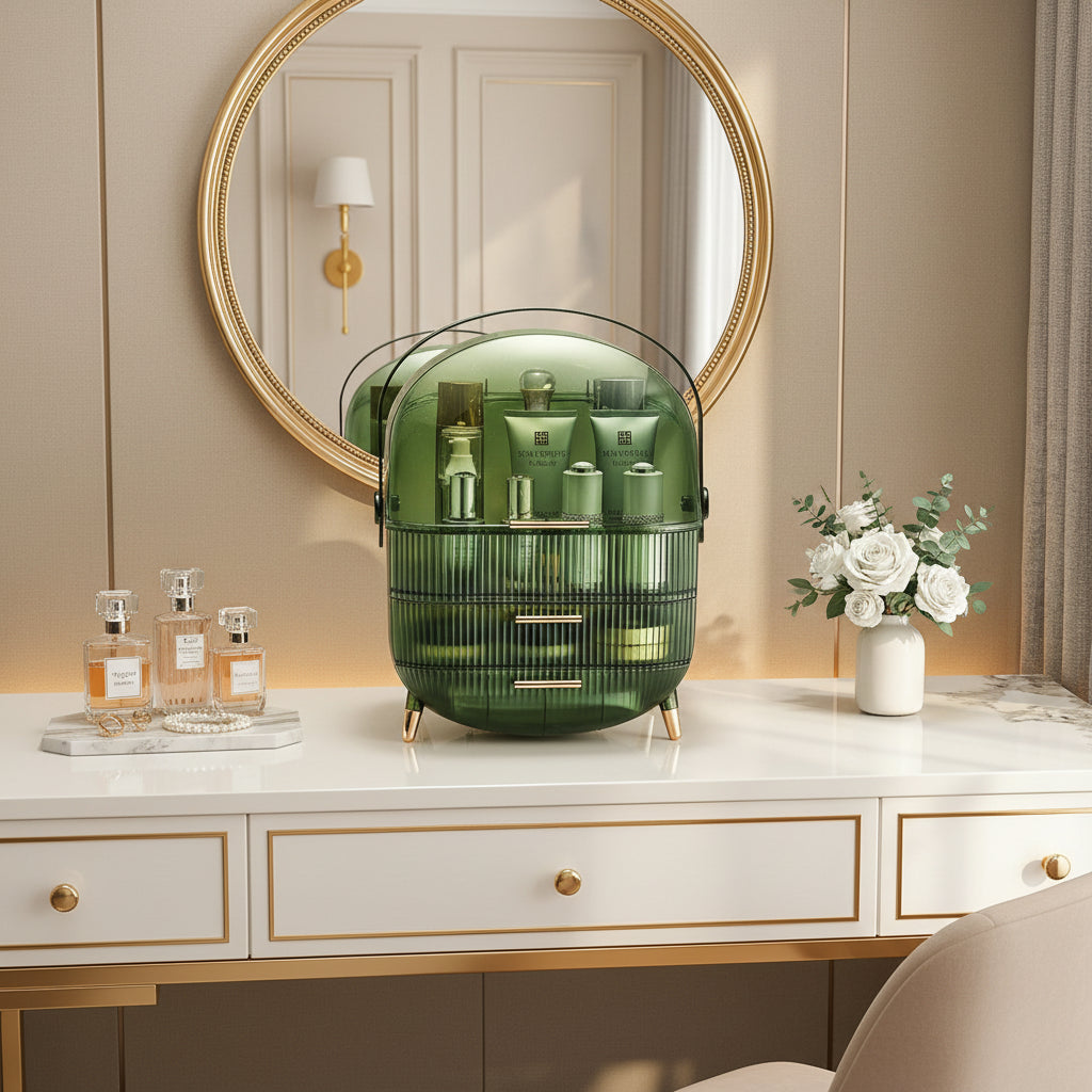 Boîte de Rangement à 2 Niveaux pour Cosmétiques & Soins